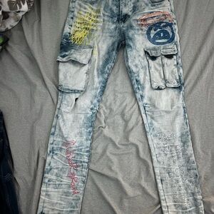 Men's Distressed Graphic Skinny Jeans